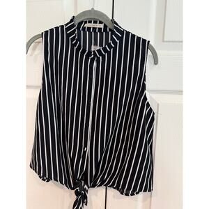 New Active USA Women’s Striped Tie-Front Dressy Tank Top – Size Small